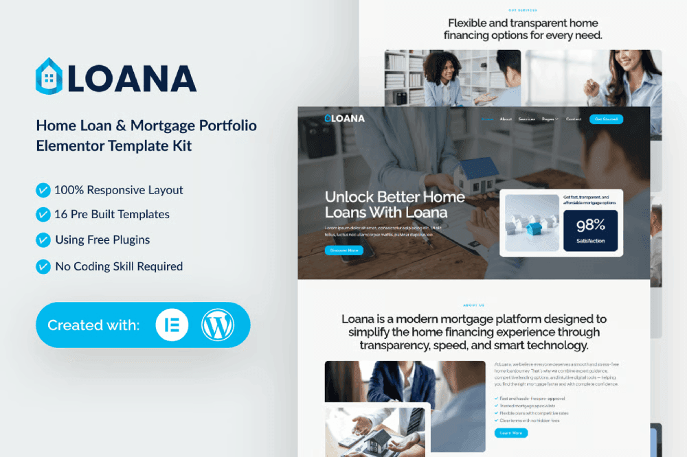 Loana-Cover-1.png Loana – Home Loan & Mortgage Elementor Template Kit