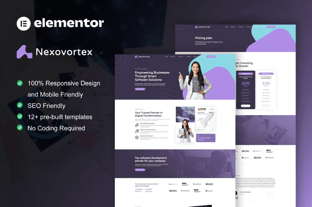 Nexovortex-Cover-1.png Nexovortex 6 Software Company Elementor Pro Template Kit