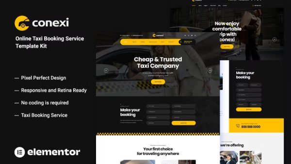 Conexi – Online Taxi Booking Service Template Kit