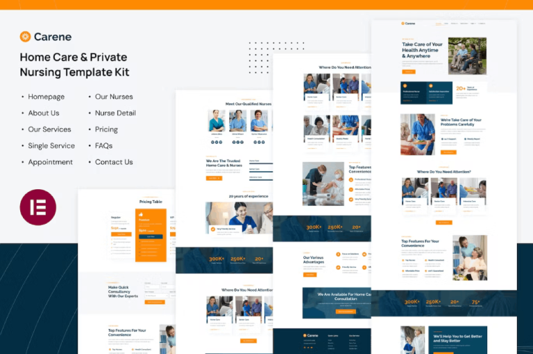 Carene – Home Care and Private Nursing Services Elementor Pro Template Kit