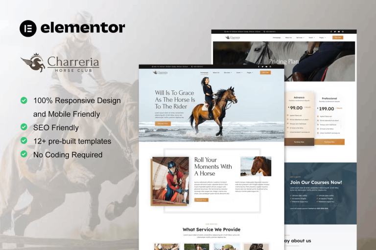 Charreria and Horse Riding Club Elementor Template Kit