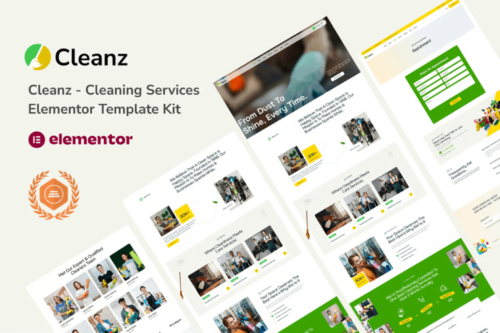 CleanzCover-1.png Cleanz – Cleaning Service Elementor Template Kit