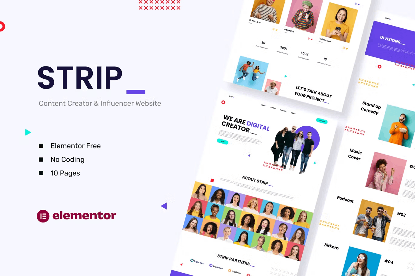 CoverStrip-Kit.png Strip – Content Creator and Influencer Elementor Template Kit