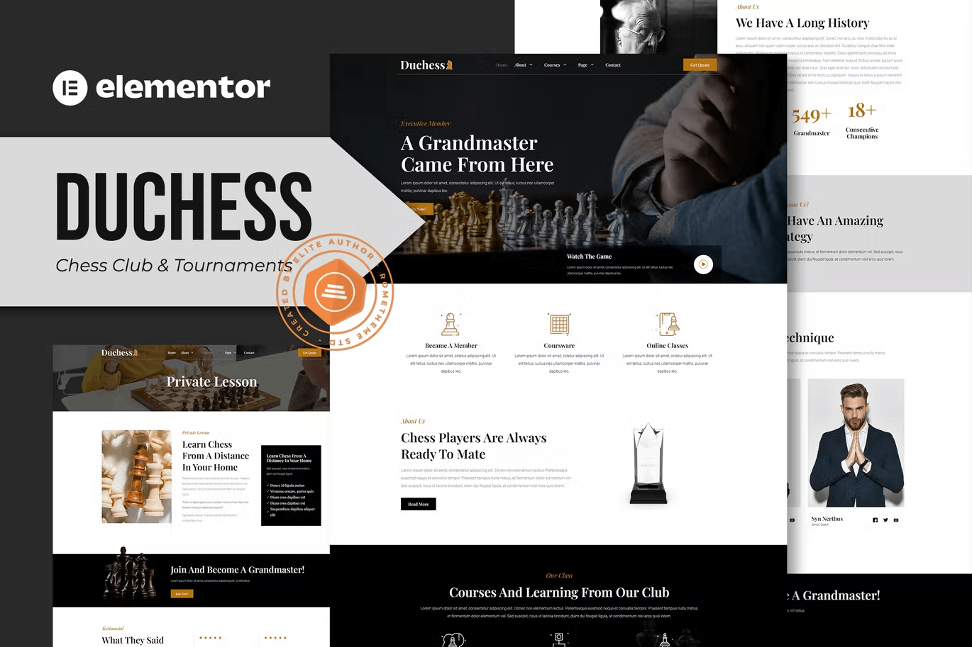 Duchess-Coverimage.png Duchess – Chess Club and Tournament Elementor Template Kit