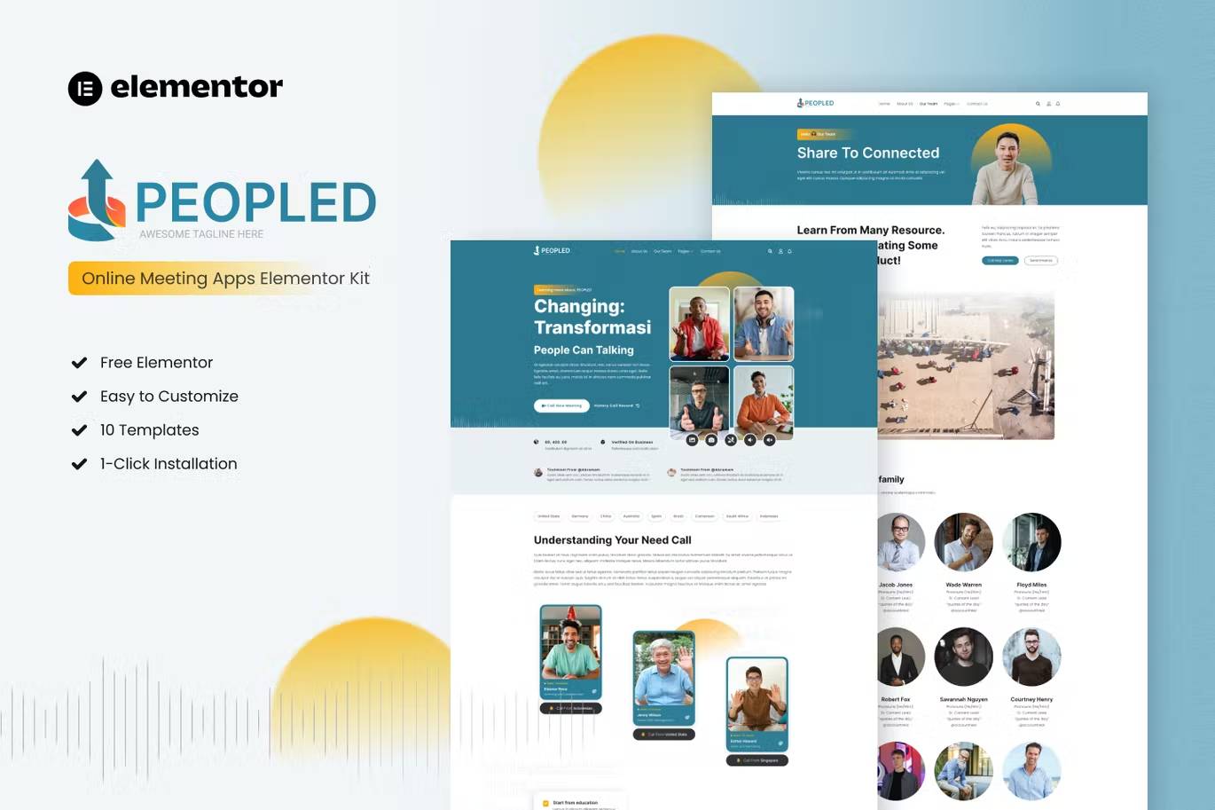 ElementorCoverPeopled.jpg Peopled and Online Meeting App Elementor Template Kit