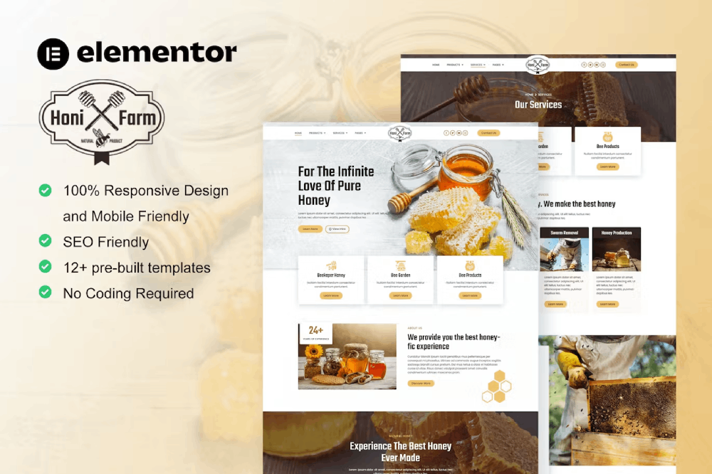 Honifarm.png HoniFarm and Honey Bee Farm Elementor Template Kit