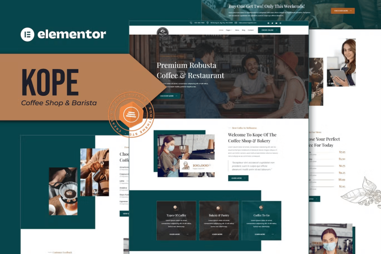 Kope – Cafe Coffee Shop and Bar Elementor Template Kit