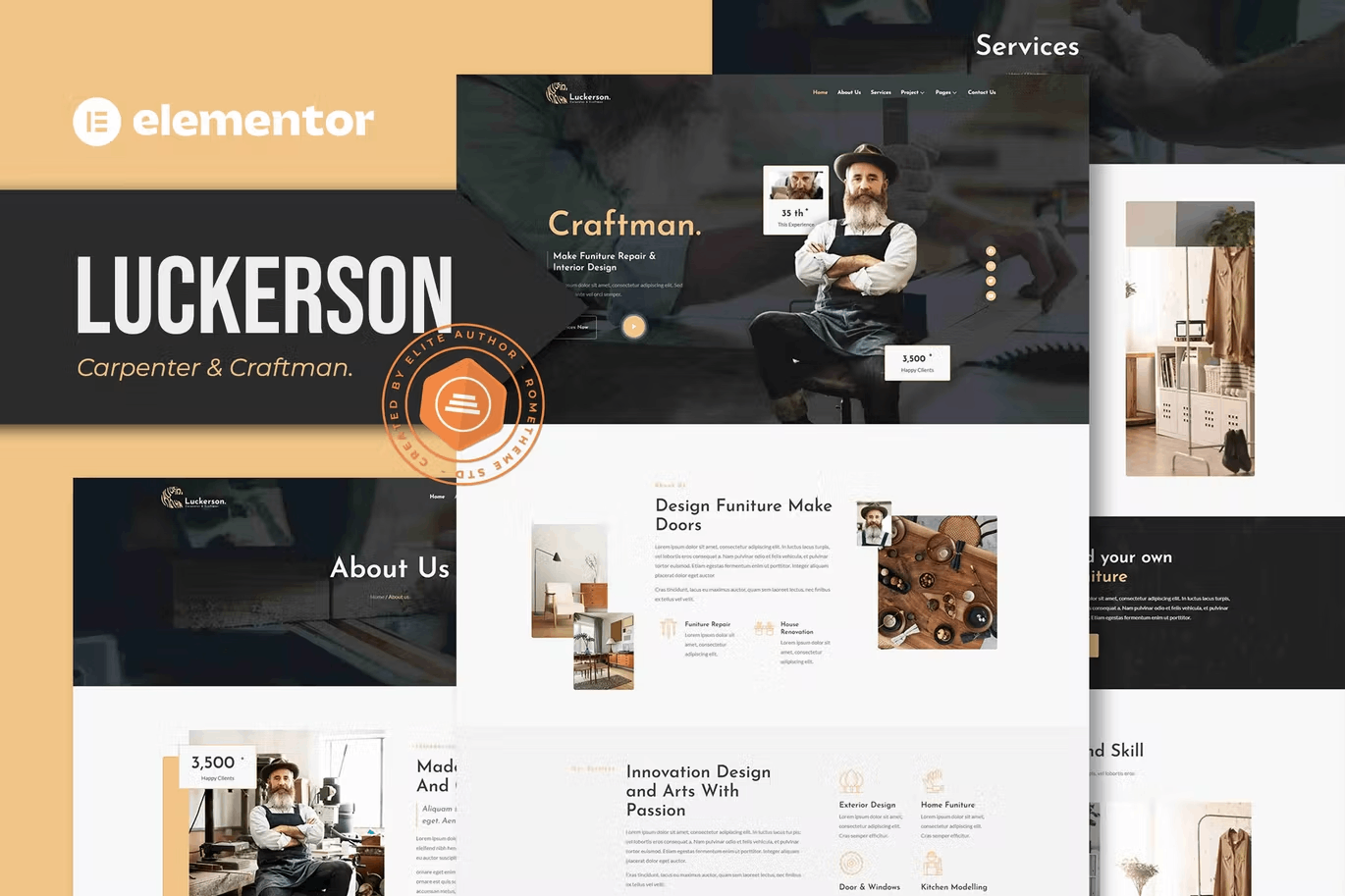 Luckerson-Coverimage.png Luckerson – Carpenter and Craftman Elementor Template Kit