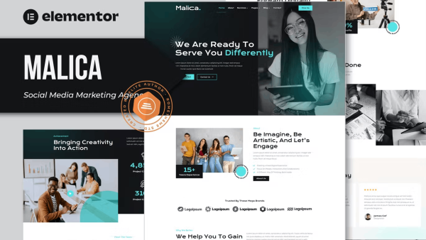 Malica Social Media Marketing Agency Elementor Template Kit