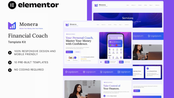 Monera – Financial Coach Elementor Template Kit