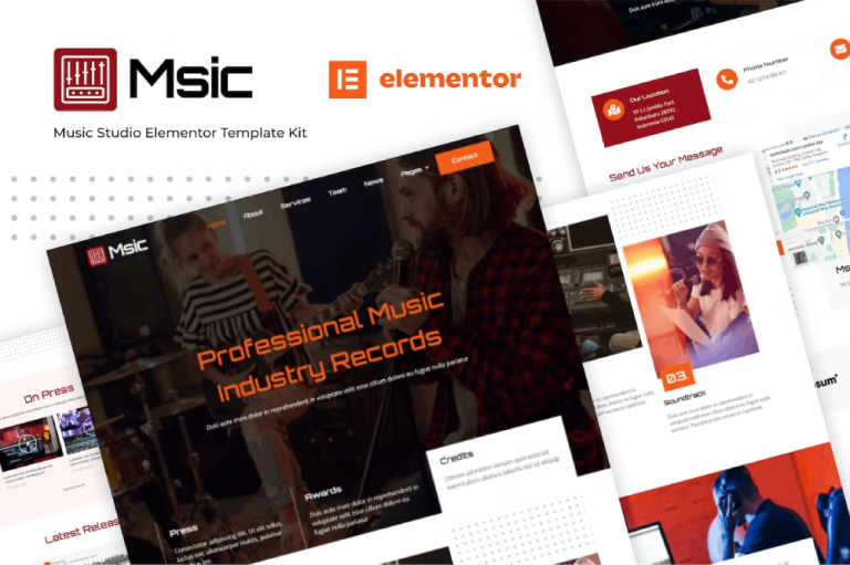 Msic and Music Studio Elementor Template Kit