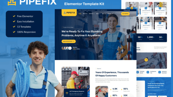 Pipefix – Plumber & Repair Services Elementor Template Kit
