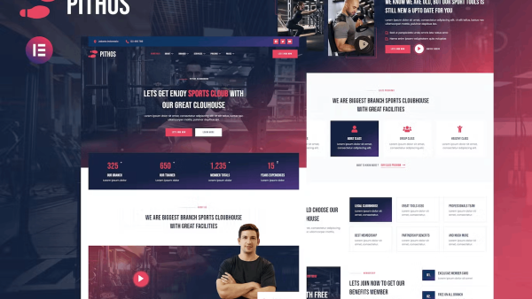 Pithos - Fitness Center and Clubhouse Elementor Template Kit