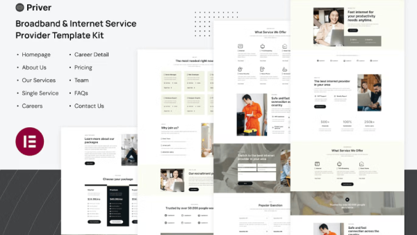 Priver – Broadband and Internet Service Provider Elementor Pro Template Kit
