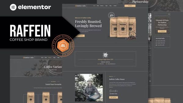 Raffein and Coffee Shop Brand Elementor Template Kit
