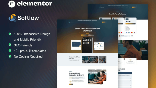 Softlow – Technology & Software Company Elementor Template Kit