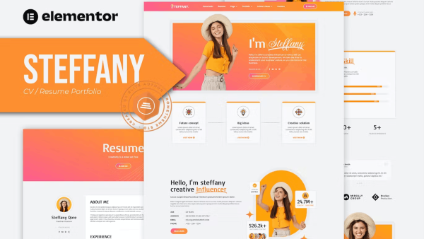 Steffany and CV Resume Elementor Pro Template Kit