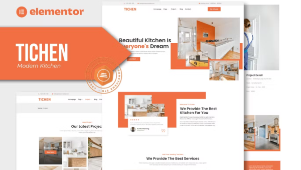 Tichen and Modern Kitchen Elementor Template Kit