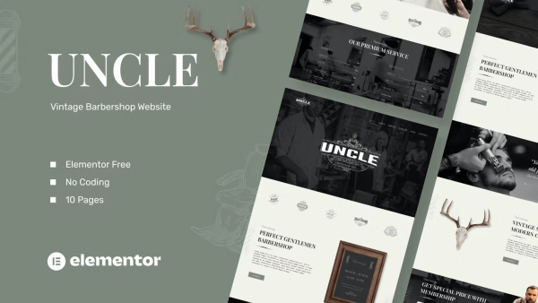 Uncle and Barbershop Elementor Template Kit