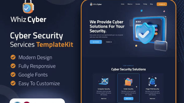 WhizCyber and Cyber Security Elementor Template Kit