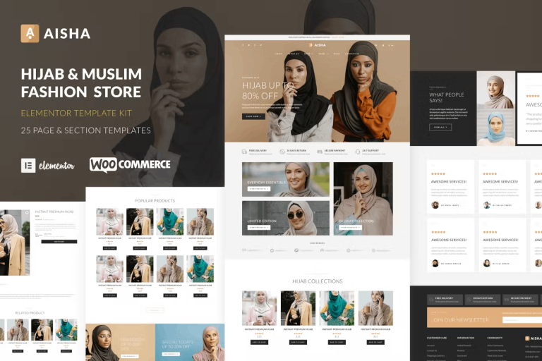 Aisha – Hijab and Muslim Wear Store Elementor Template Kit