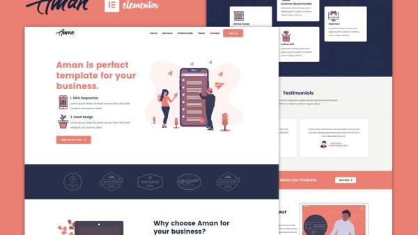 Aman – One Page Elementor Template Kit