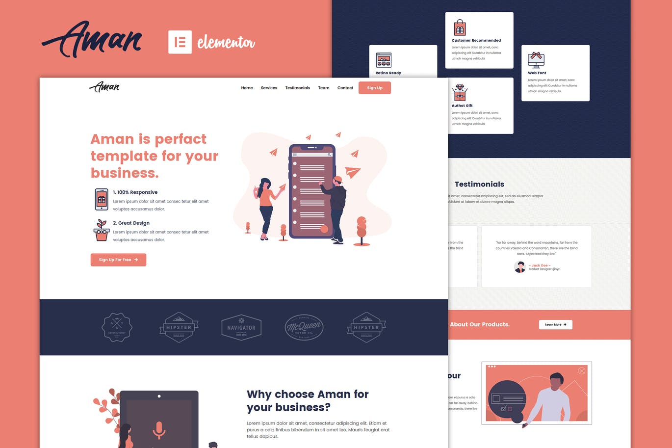 aman-elementor-template-kit-preview.jpg Aman – One Page Elementor Template Kit