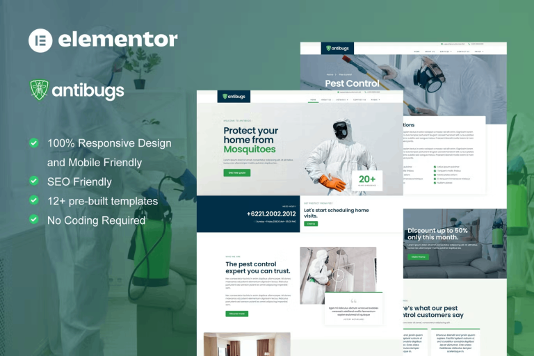 Antibugs and Pest Control Service Elementor Template Kit