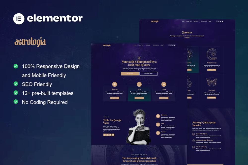 astrologiacover.png Astrologia and Horoscope Astrology Elementor Template Kit