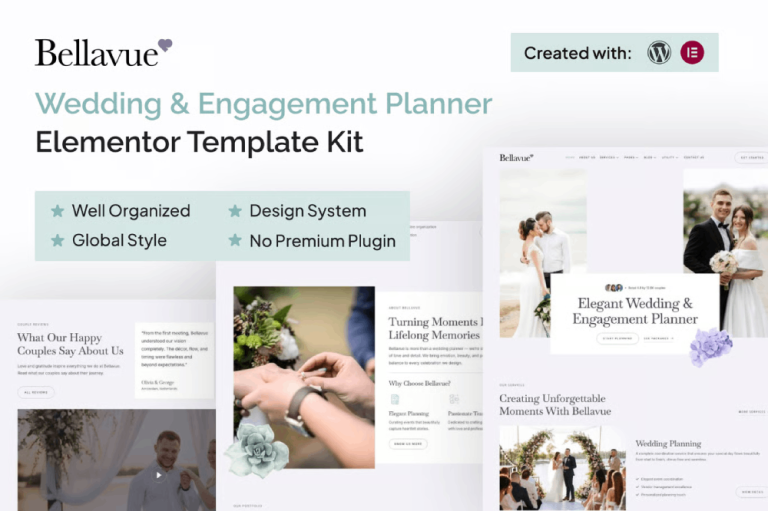 Bellavue – Wedding & Engagement Planner Elementor Template Kit