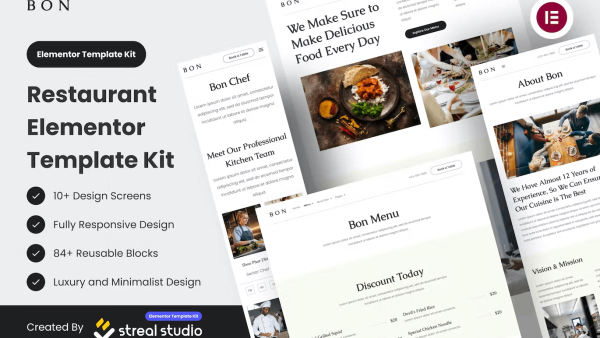 Bon and Restaurant Elementor Template Kit