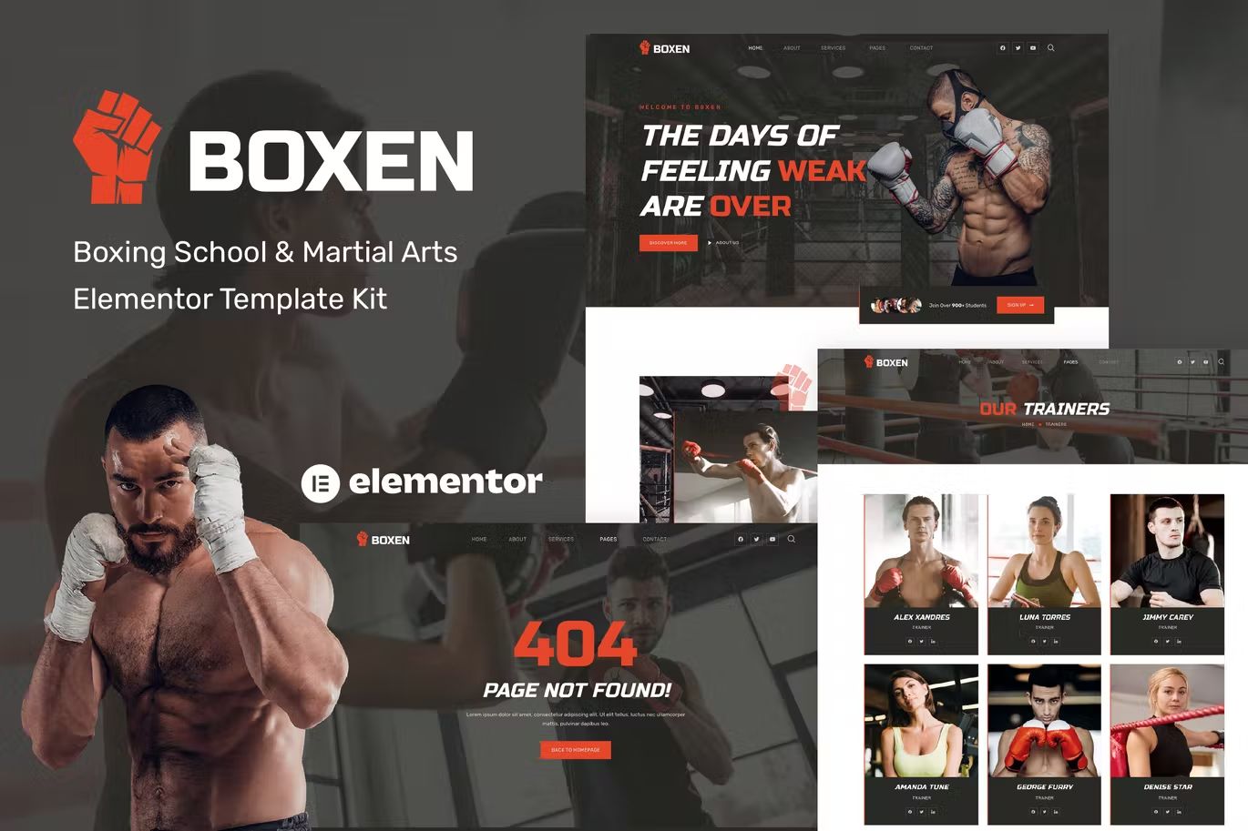 boxen-Cover.jpg Boxen - Boxing School and Martial Arts Elementor Template Kit