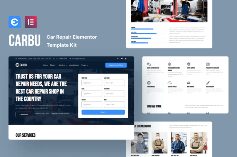 Carbu and Car Repair Elementor Template Kit
