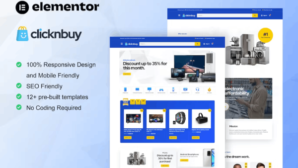 Clicknbuy – Woocommerce Electronic Store Elementor Template Kit