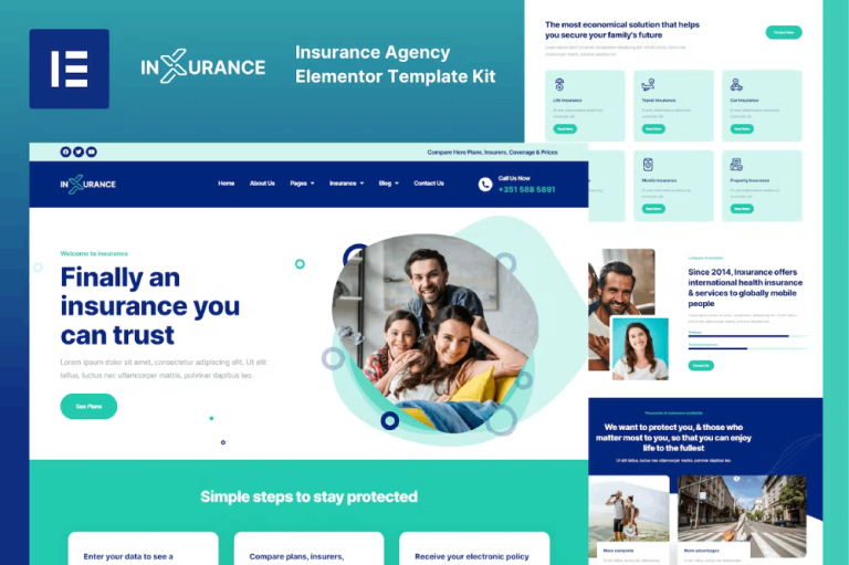 Inxurance and Insurance Agency Elementor Template Kit