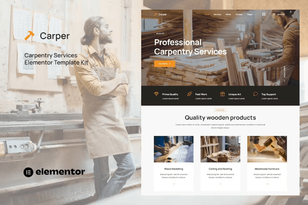 covercarper.png Carper – Carpenter and Craftsman Elementor Template Kit