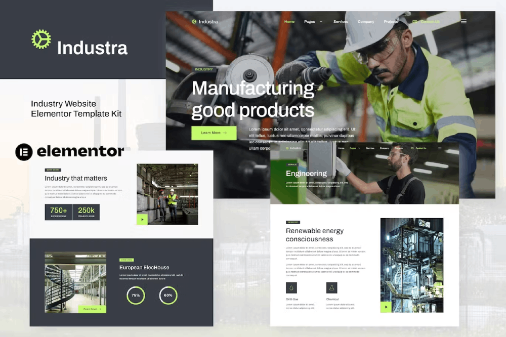 coverindustra.png Industra – Industry and Manufacturing Elementor Template Kit