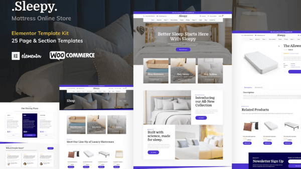 Sleepy – Mattress and Bedding Online Store Elementor Pro Template Kit