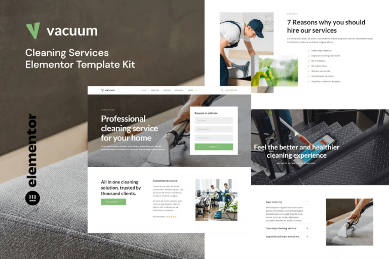 Vacuum and Cleaning Services Company Elementor Template Kit