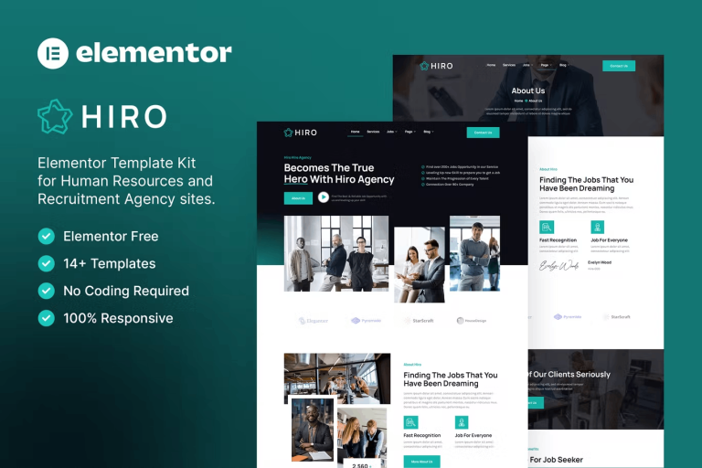 Hiro – Human Resources and Recruitment Agency Elementor Template Kit