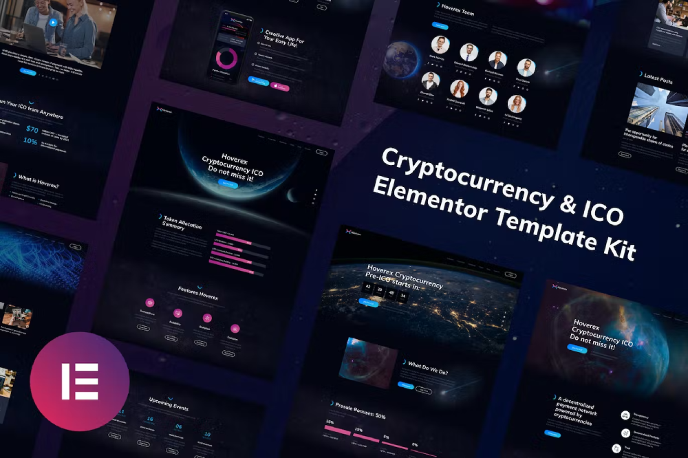 hoverex-cover.png Hoverex – Cryptocurrency and ICO Elementor Template Kit