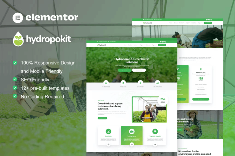 Hydropokit - Hydroponic and Agriculture Elementor Template Kit
