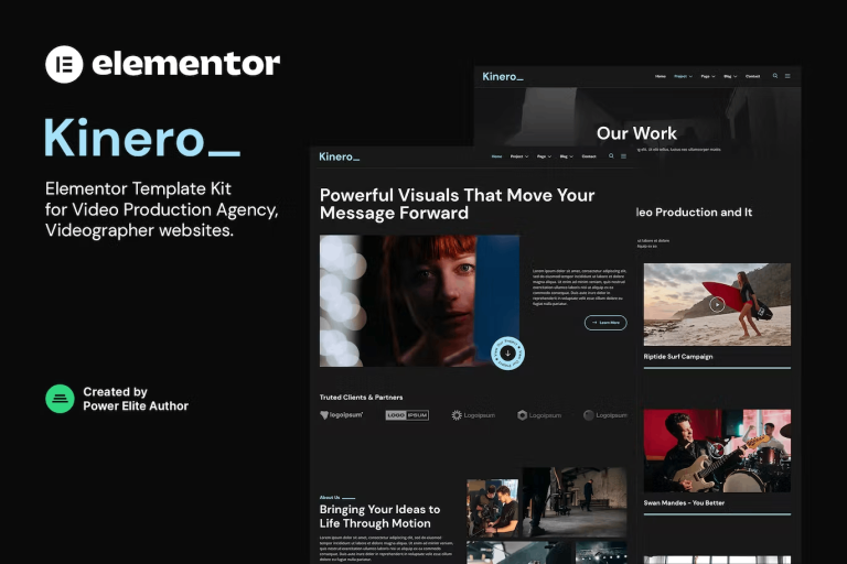 Kinerio and Video Production Agency Elementor Template Kit