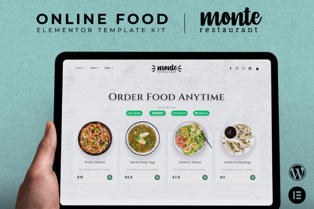 monte-cover.png Monte and Online Food Elementor Template Kit