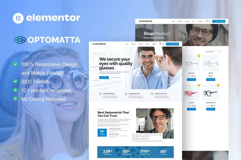 Optomatta – Optician and Optical Store Elementor Pro Template Kit