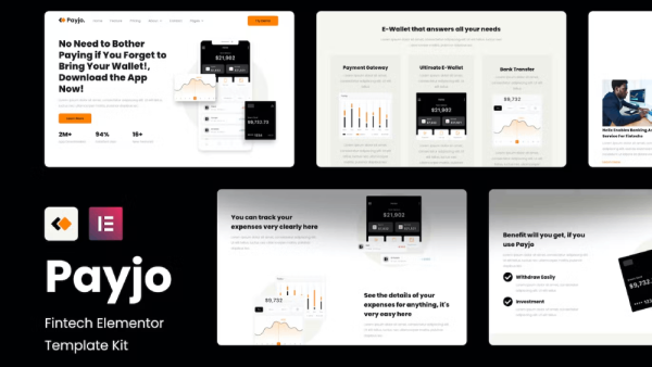 Payjo and Fintech Elementor Template Kit
