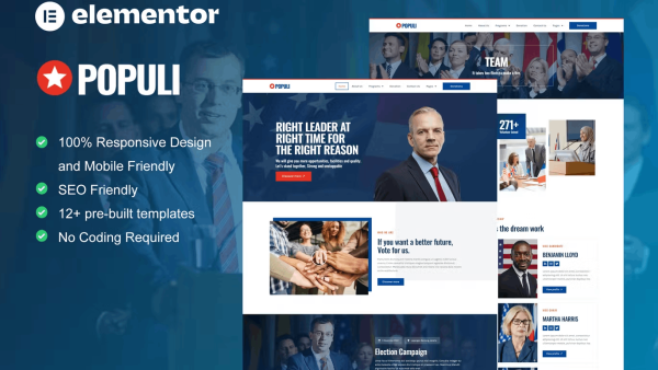 Populi and Politician Elementor Template Kit