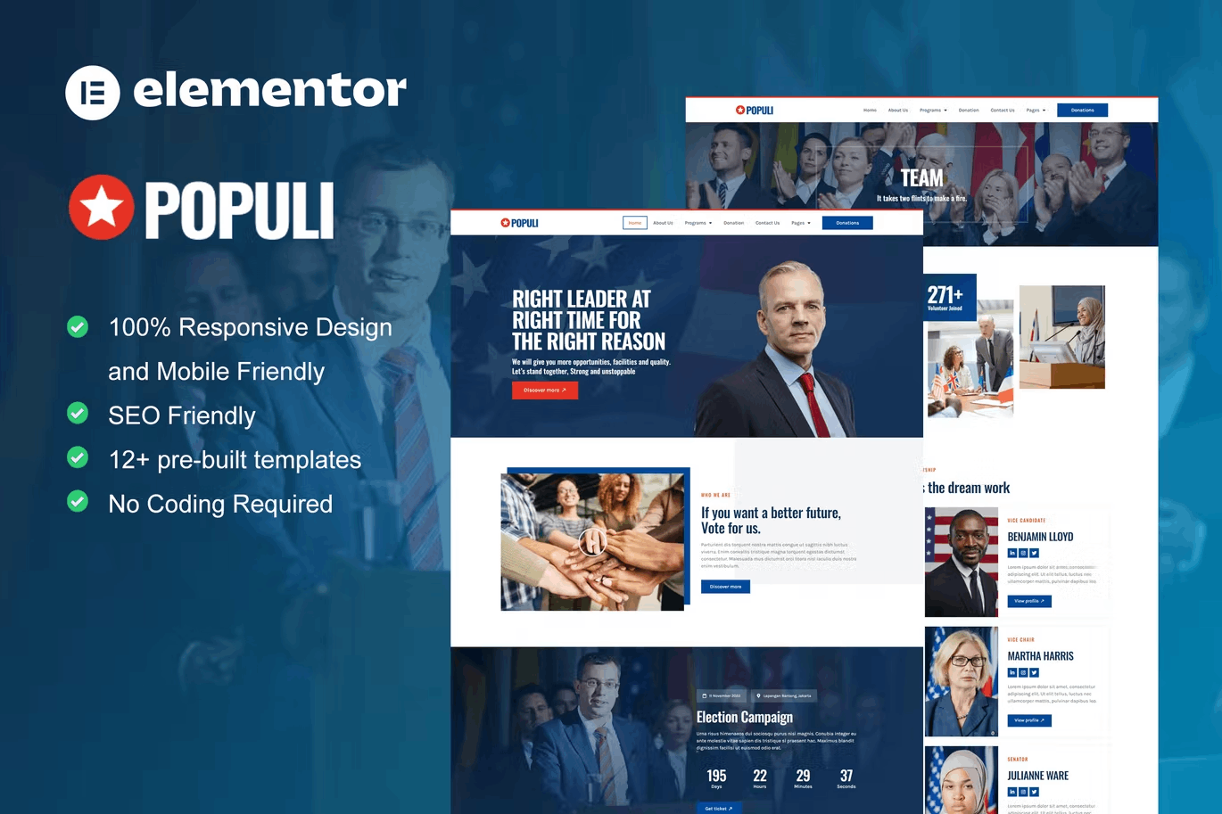 populipreview.png Populi and Politician Elementor Template Kit