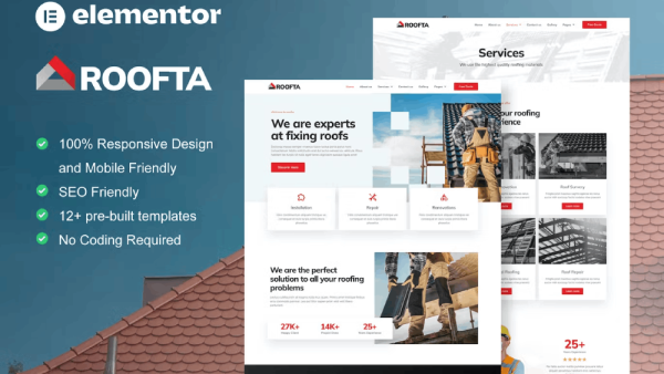 Roofta – Roofing and Repair Services Elementor Template Kit