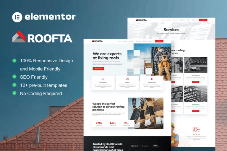 Roofta – Roofing and Repair Services Elementor Template Kit